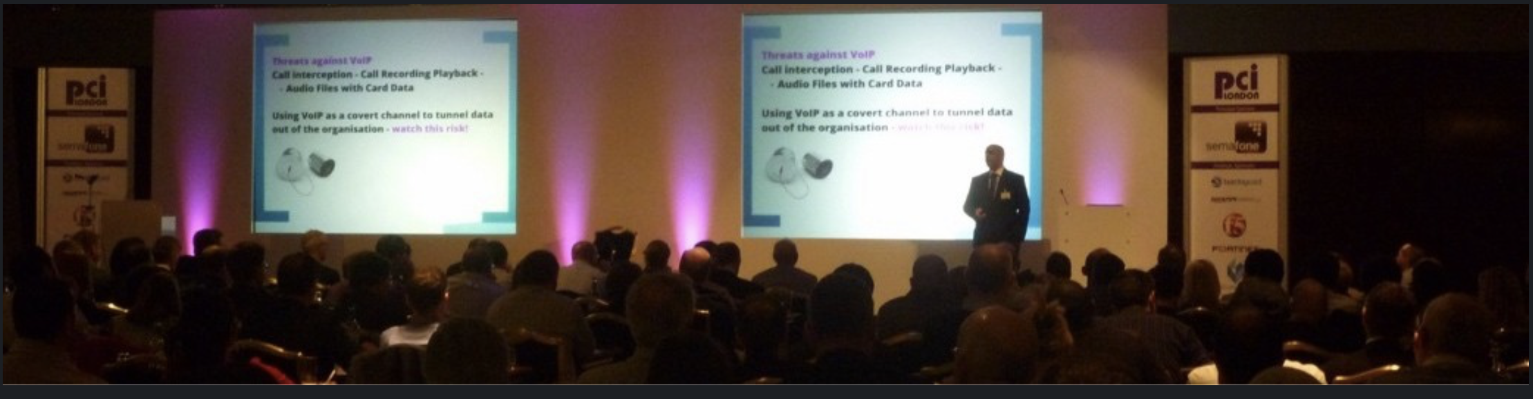 Raza Sharif delivering payment-security training at a PCI conference